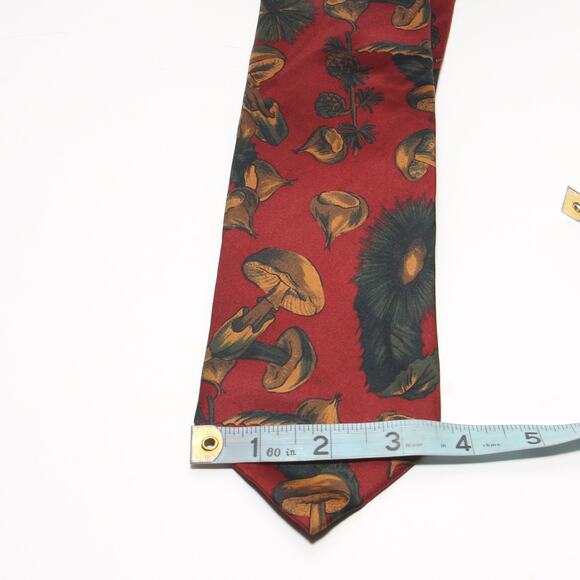 Vintage Lands' End Hand Sewn Silk Mushroom Print Tie 3 5/8" x 57.5" Made in USA - Picture 4 of 4